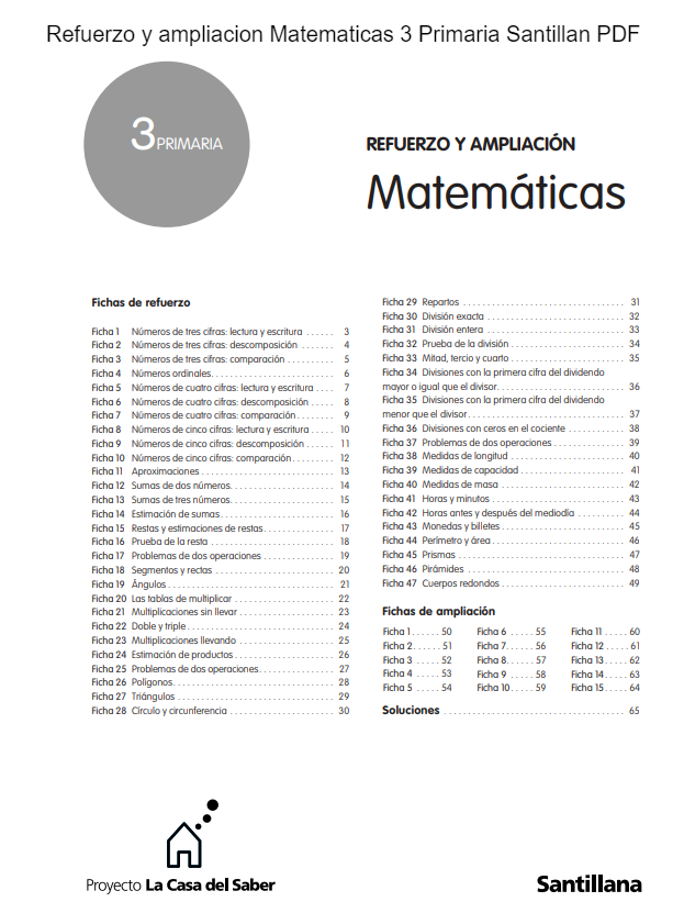 Santillana PDF Matemáticas 3 Primaria Material Fotocopiable, Examen, Refuerzo y Ampliación, Solucionario y Libro Completo
